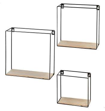 Max Home Conjunto de 3 prateleiras quadradas de madeira...