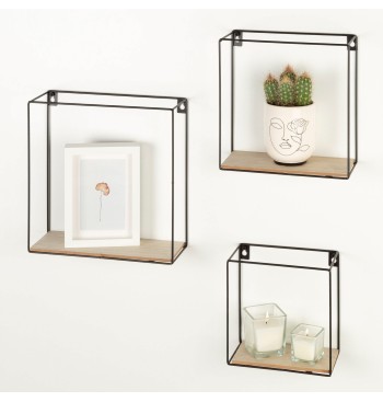 Max Home Conjunto de 3 prateleiras quadradas de madeira... 2