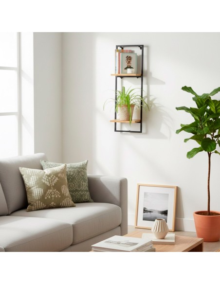 Max Home Estantes de parede em madeira 2 prateleiras 25x20x75 cm