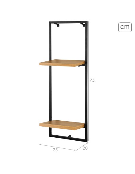 Max Home Estantes de parede em madeira 2 prateleiras 25x20x75 cm