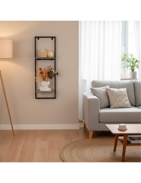 Max Home Estantes de parede com efeito cimento 2 prateleiras 25x20x75 cm