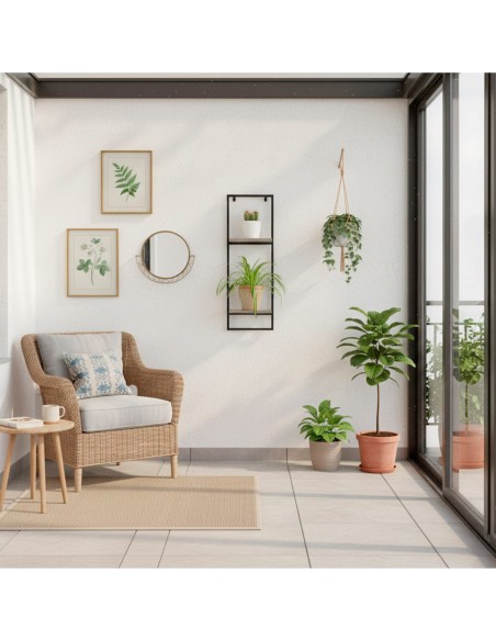 Max Home Estantes de parede com efeito cimento 2 prateleiras 25x20x75 cm