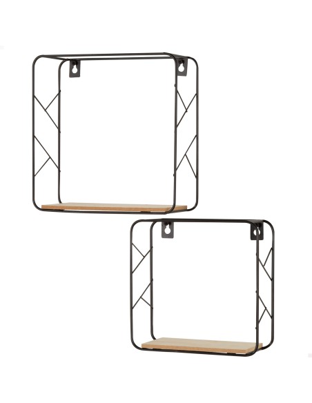 Max Home Conjunto 2 prateleiras de parede quadradas em madeira 1 prateleira 20x10x20 e 25x10x25 cm