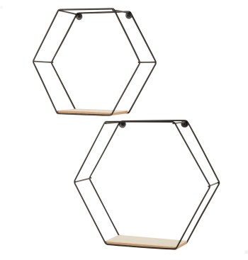 Max Home Conjunto de 2 prateleiras de parede hexagonais...