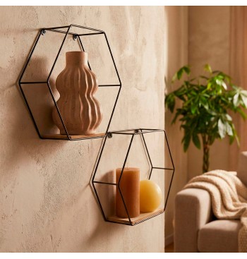 Max Home Conjunto de 2 prateleiras de parede hexagonais... 2