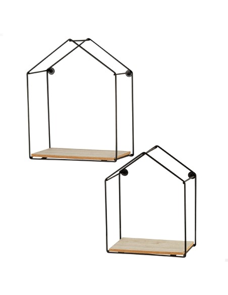 Max Home Conjunto de 2 prateleiras de parede pentagonais em madeira 1 prateleira 20x10x25 cm e 17x10x22 cm