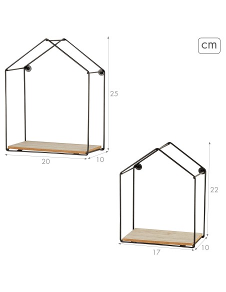 Max Home Conjunto de 2 prateleiras de parede pentagonais em madeira 1 prateleira 20x10x25 cm e 17x10x22 cm