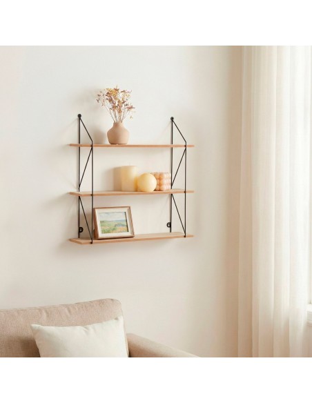 Max Home Estantes de parede em madeira 3 prateleiras 50x12x49 cm
