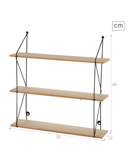Max Home Estantes de parede em madeira 3 prateleiras 50x12x49 cm