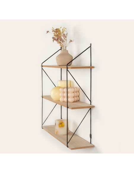 Max Home Estantes de parede em madeira 3 prateleiras 50x12x49 cm