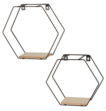 Max Home Conjunto de 2 prateleiras de parede hexagonais...