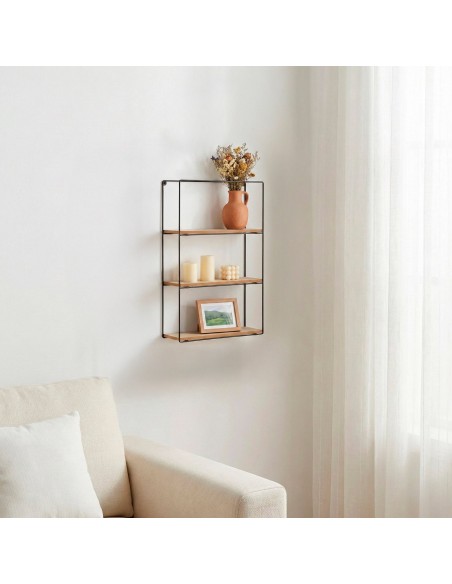 Max Home Prateleira de parede em madeira 3 prateleiras 30x10x50 cm