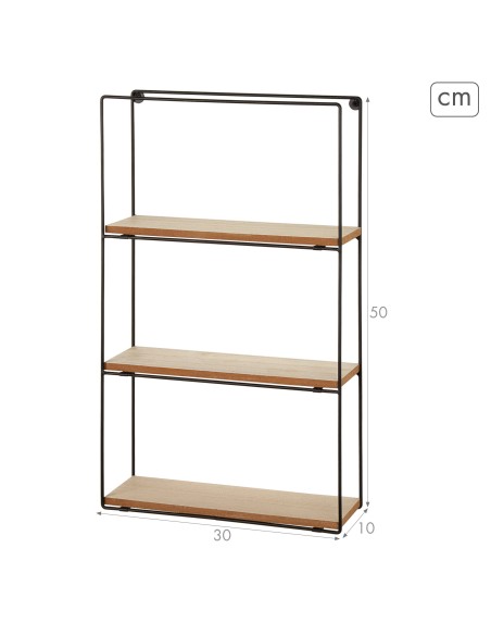 Max Home Prateleira de parede em madeira 3 prateleiras 30x10x50 cm