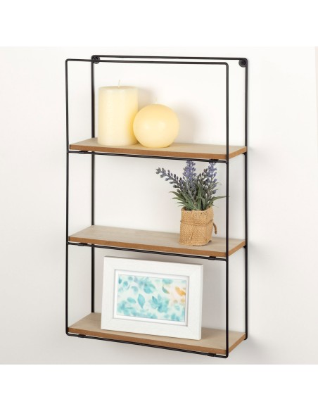 Max Home Prateleira de parede em madeira 3 prateleiras 30x10x50 cm
