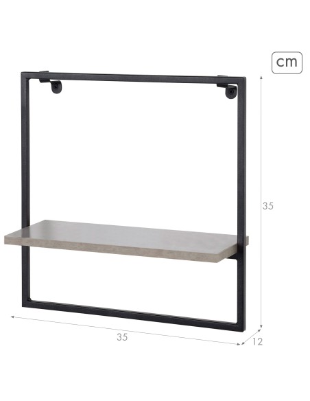 Max Home Prateleira de parede efeito cimento 1 prateleira 35x12x35 cm