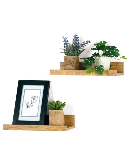 Max Home Conjunto 2 prateleiras de madeira 25x10x5 cm