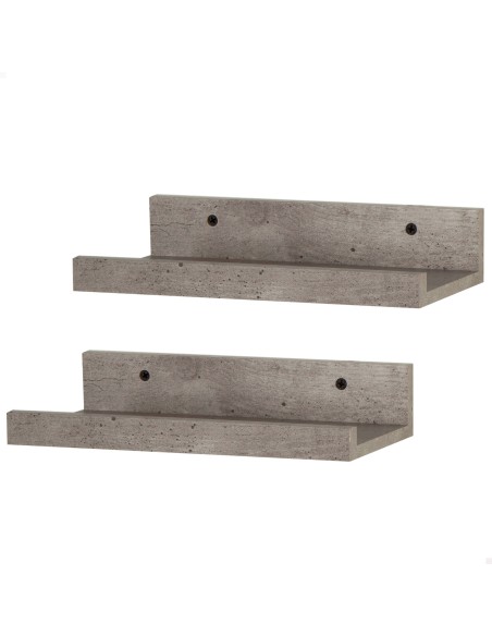 Max Home Conjunto de 2 prateleiras de efeito cimento 25x10x5 cm