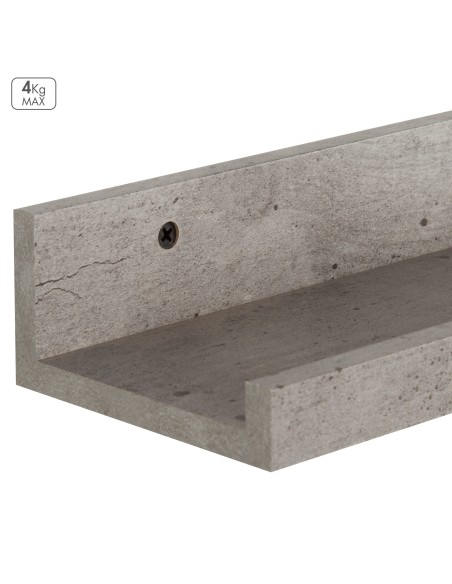 Max Home Conjunto de 2 prateleiras de efeito cimento 25x10x5 cm