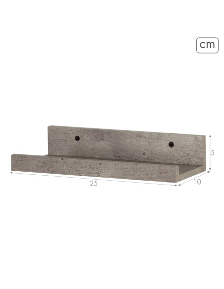 Max Home Conjunto de 2 prateleiras de efeito cimento 25x10x5 cm