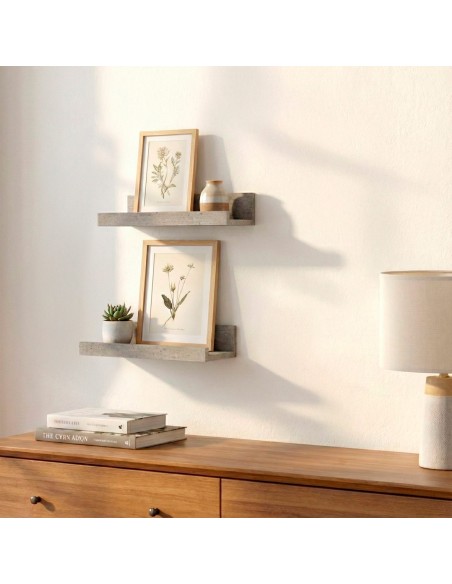 Max Home Conjunto de 2 prateleiras de efeito cimento 25x10x5 cm