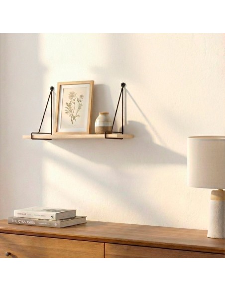 Max Home Prateleira de parede suspensa em madeira 40x14,5x20 cm