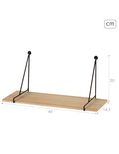 Max Home Prateleira de parede suspensa em madeira 40x14,5x20 cm