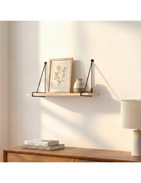 Max Home Prateleira de parede suspensa em madeira 50x14,5x20 cm