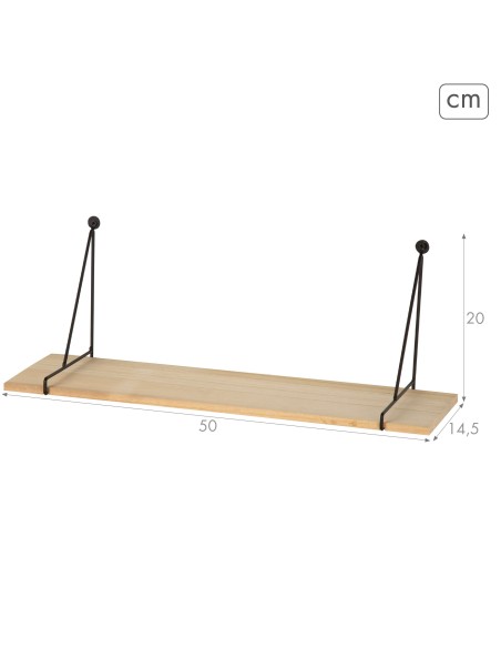 Max Home Prateleira de parede suspensa em madeira 50x14,5x20 cm