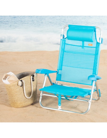 Cadeira de praia baixa multiposições caribenha 47x49x82 cm