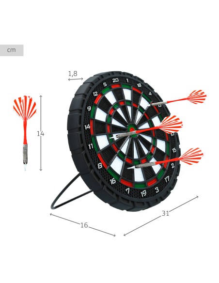 Alvo eletrônico multijogos para dardos com 3 dardos Ø31 cm