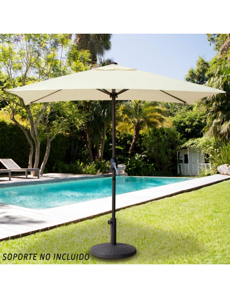 Guarda-sol de varanda 200x120 cm bastão em alumínio de cor creme