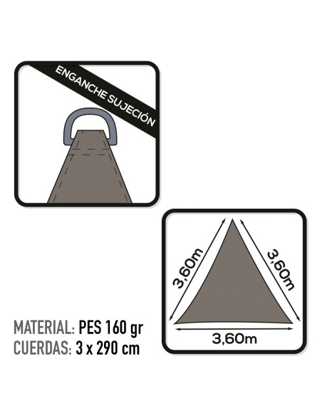Toldo triangular 360x360x360 cm antracite