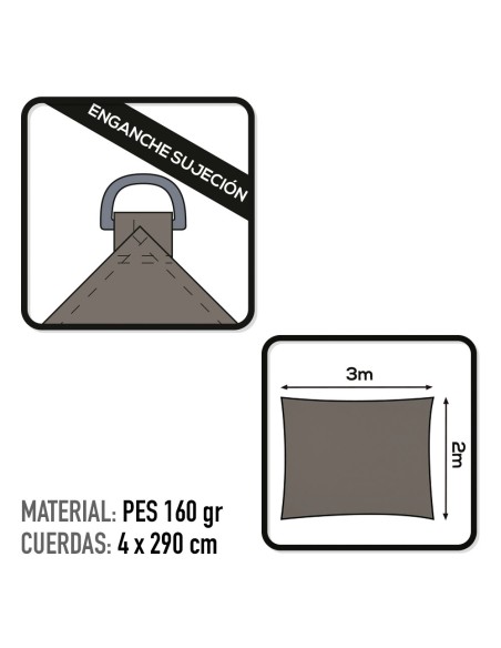 Toldo retangular para sombra, 300x200 cm antracite