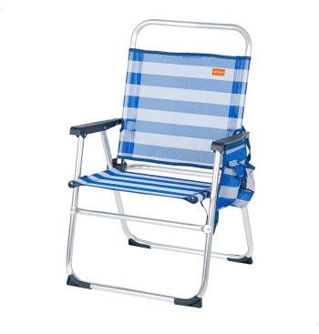 Cadeira de praia alta fixa 48x50x88 cm com riscas de...