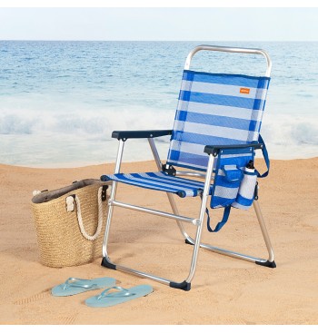 Cadeira de praia alta fixa 48x50x88 cm com riscas de... 2