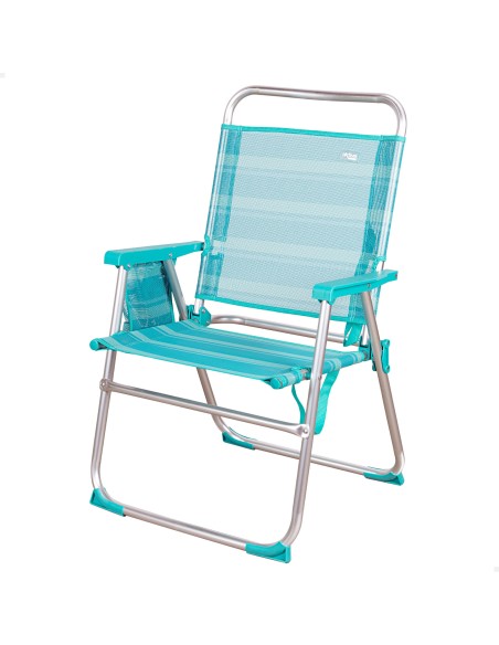 Cadeira de praia alta fixa turquesa 48x50x88 cm turquesa com bolso