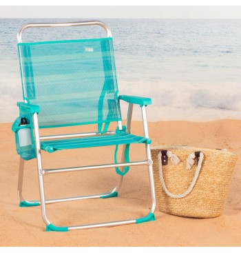 Cadeira de praia alta fixa turquesa 48x50x88 cm turquesa... 2