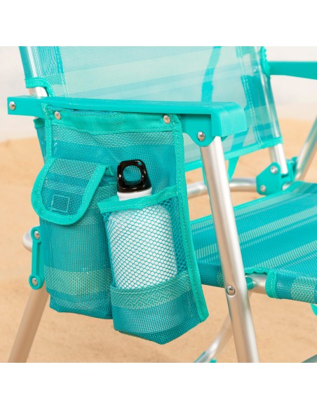 Cadeira de praia alta fixa turquesa 48x50x88 cm turquesa com bolso