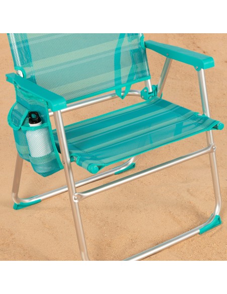 Cadeira de praia alta fixa turquesa 48x50x88 cm turquesa com bolso