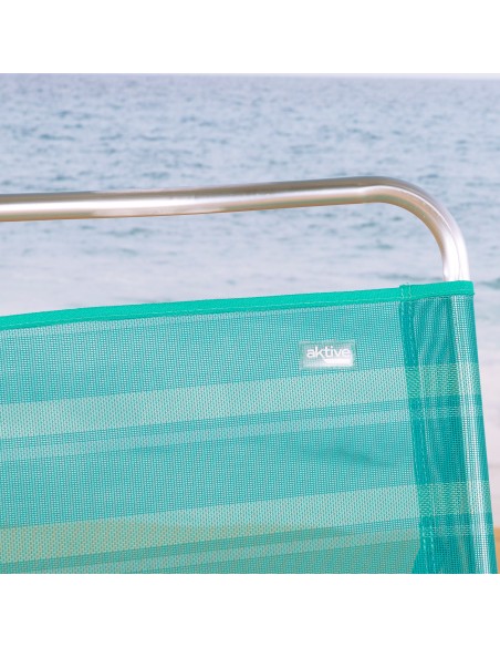 Cadeira de praia alta fixa turquesa 48x50x88 cm turquesa com bolso