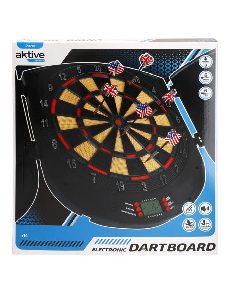 Jogo de dardos eletrónico multijogos com 6 dardos 45x50 cm