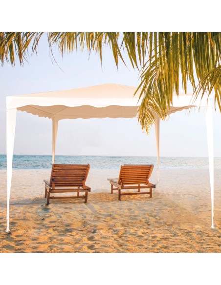Gazebo de jardim destacável 300x300x240 cm creme