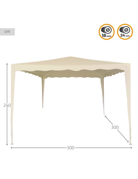 Gazebo de jardim destacável 300x300x240 cm creme