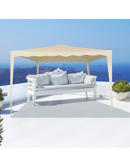 Gazebo de jardim destacável 300x300x240 cm creme
