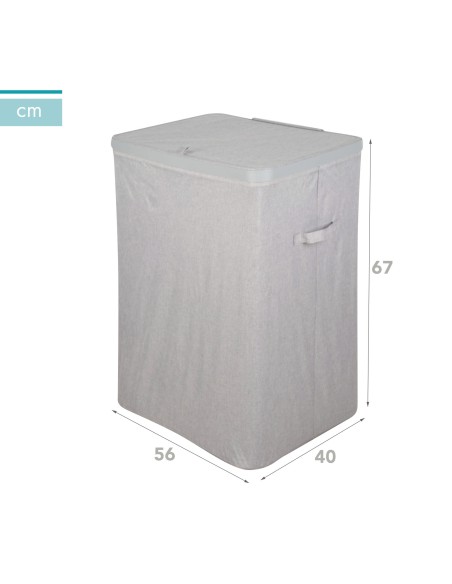 Max Home Cesto de roupa suja 100 litros cinza claro 2 compartimentos com forros removíveis