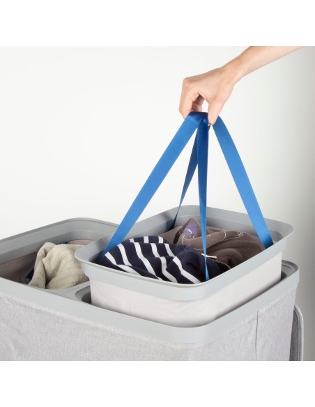 Max Home Cesto de roupa suja 100 litros cinza claro 2 compartimentos com forros removíveis