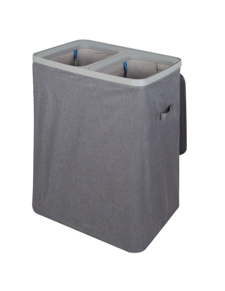 Max Home Cesto de roupa suja 100 litros cinza escuro 2 compartimentos com forros removíveis
