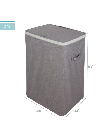 Max Home Cesto de roupa suja 100 litros cinza escuro 2 compartimentos com forros removíveis