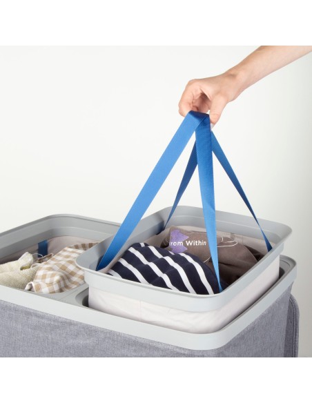 Max Home Cesto de roupa suja 100 litros cinza escuro 2 compartimentos com forros removíveis