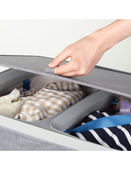 Max Home Cesto de roupa suja 100 litros cinza escuro 2 compartimentos com forros removíveis
